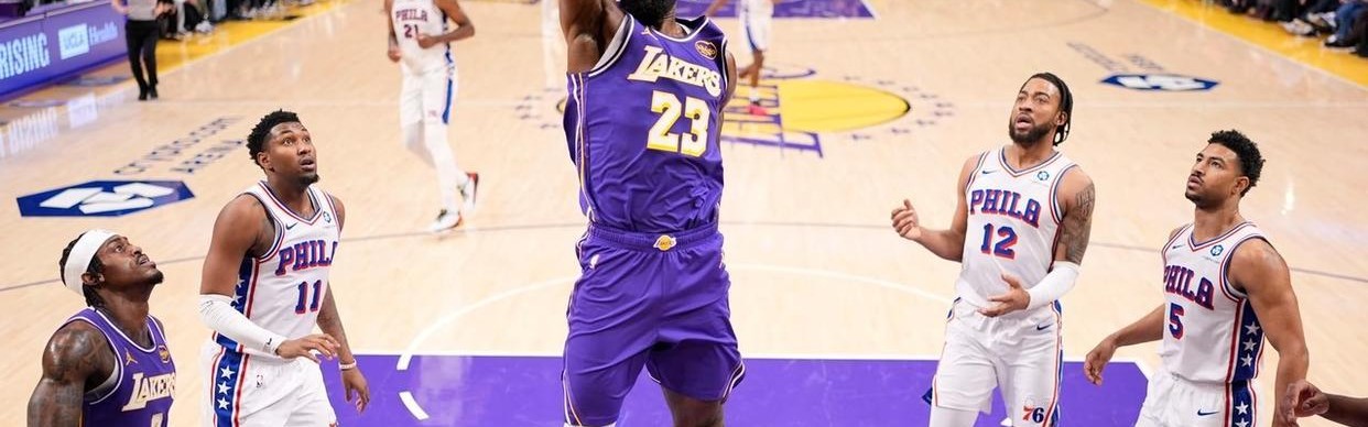 世界杯-詹姆斯17+10创NBA历史第1神迹，湖人逆转76人！里夫斯35+6创纪录